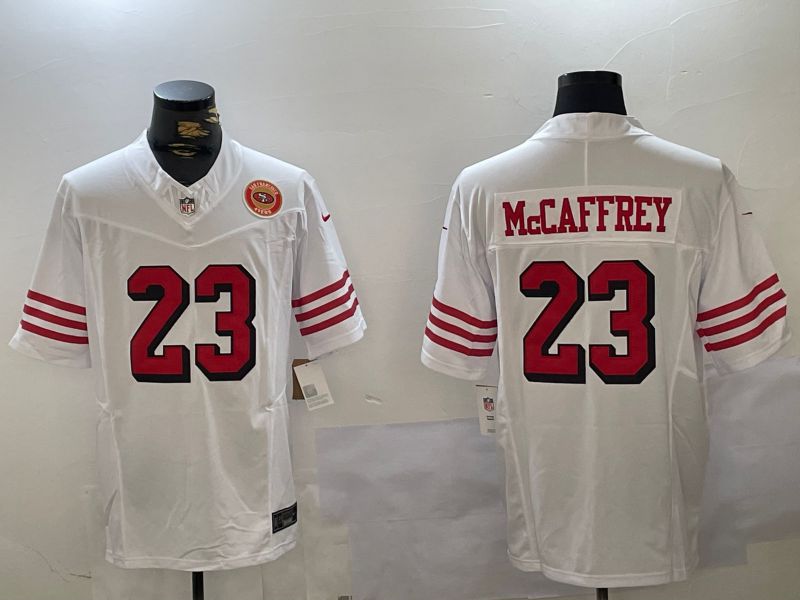 Men San Francisco 49ers #23 Mccaffrey White Three generations 2024 Nike Vapor Limited NFL Jersey style 4->san francisco 49ers->NFL Jersey